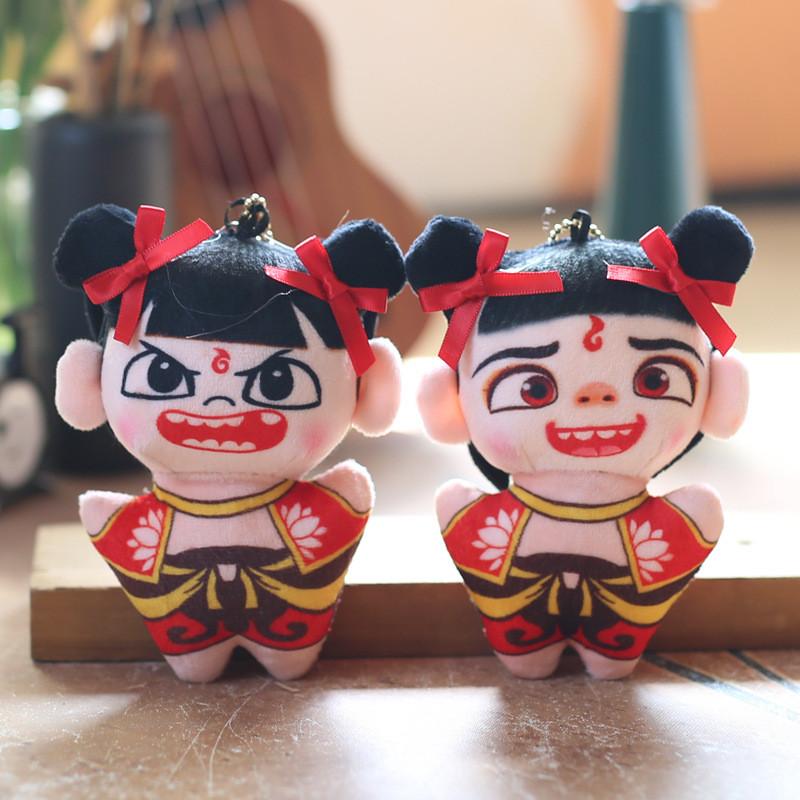 Короткий милый плюшевый брелок Нечжа, мягкая набивная кукла, наполнитель из ПП хлопка, декор для рюкзака