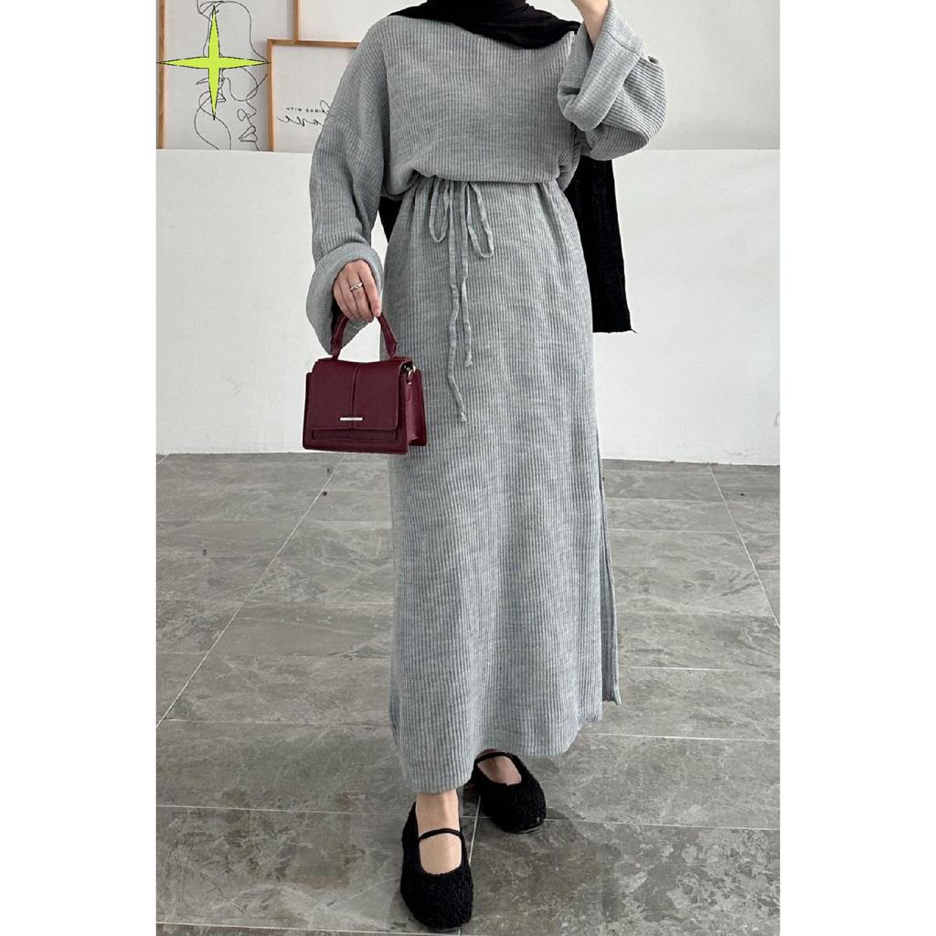 10numberamoda Женское длинное вязаное платье с рукавами «летучая мышь» бордово-красное