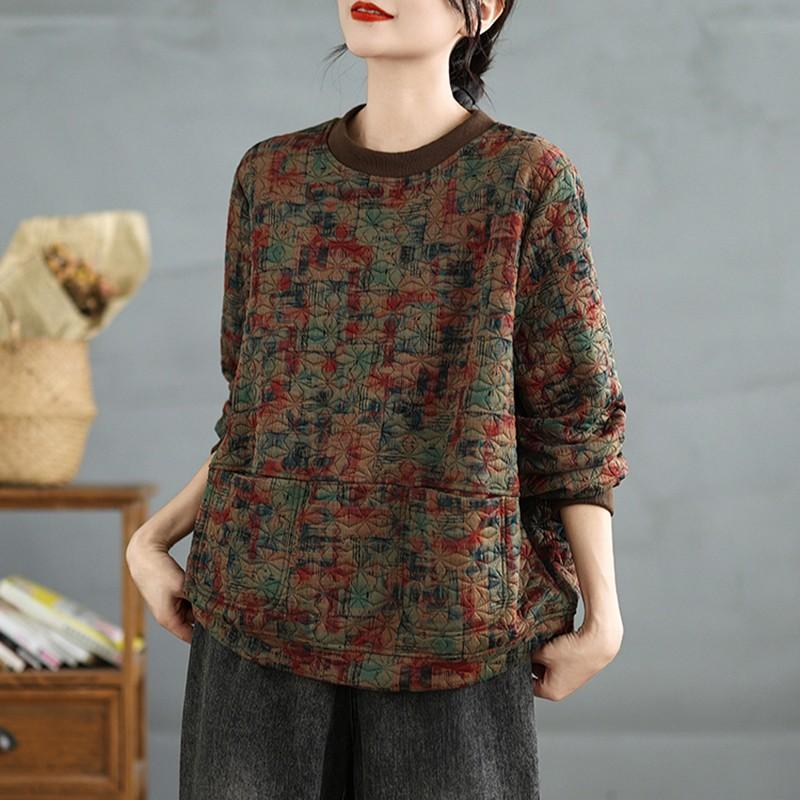 Женские свитшоты с длинным рукавом, повседневные, новинка, осень, винтажный стиль, круглый вырез, принт, свободные, женские, теплые, плотные