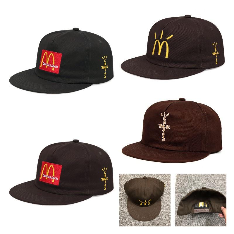 Бейсболка Travis Scott Mcdonald's Collaboration Вышитая, Регулируемая, Хлопок, Широкие поля