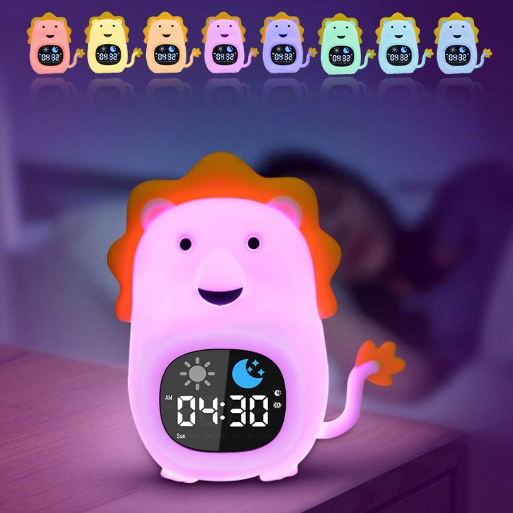 Световой регулируемый будильник в форме животного, прикроватная лампа, часы для тренировки сна, для малышей