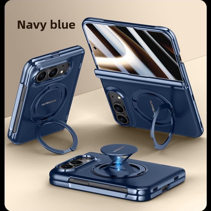 For IPhone Duo Fold Case Luxury PU Leather Magnetic 360°rotate Stand Protective Back Cover for Wireless Charging Phone Shell