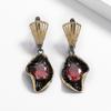 Luxurious Exaggerated Ruby Earrings for Women High Quality Black and Gold Earrings Anniversary Gift Attendance Party Jewelry