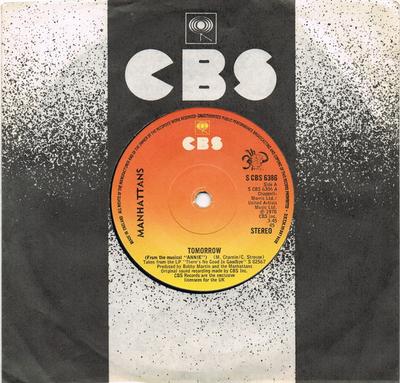 7-дюймовая пластинка MANHATTANS - Tomorrow SCBS6386 CBS 1978 UK Соул/Фанк Б/У