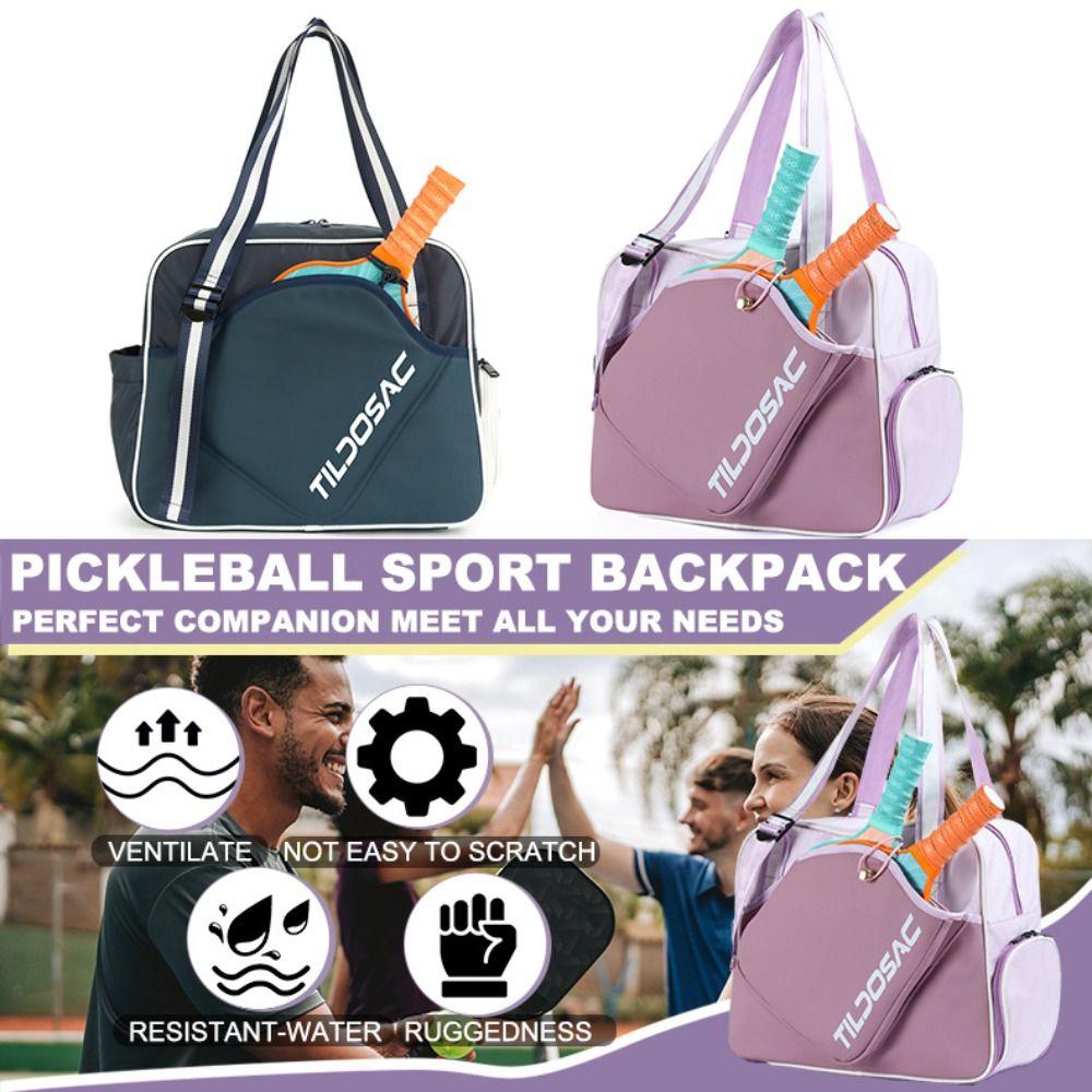 with Shoe Compartment Pickleball Racket Shoulder Bag Nylon Pickleball Handbag  Outdoor Sports