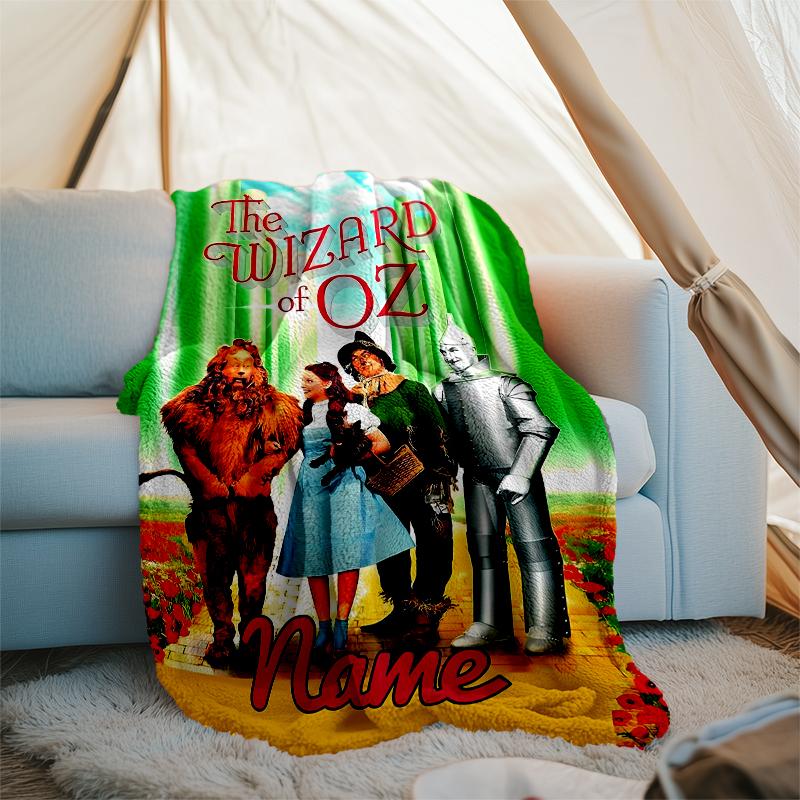 Personalized Custom Name Blanket - The Wizard of Oz Print Design,Blanket for Sofa,Bed,Travel,Camping - Soft and Warm, Great Gift