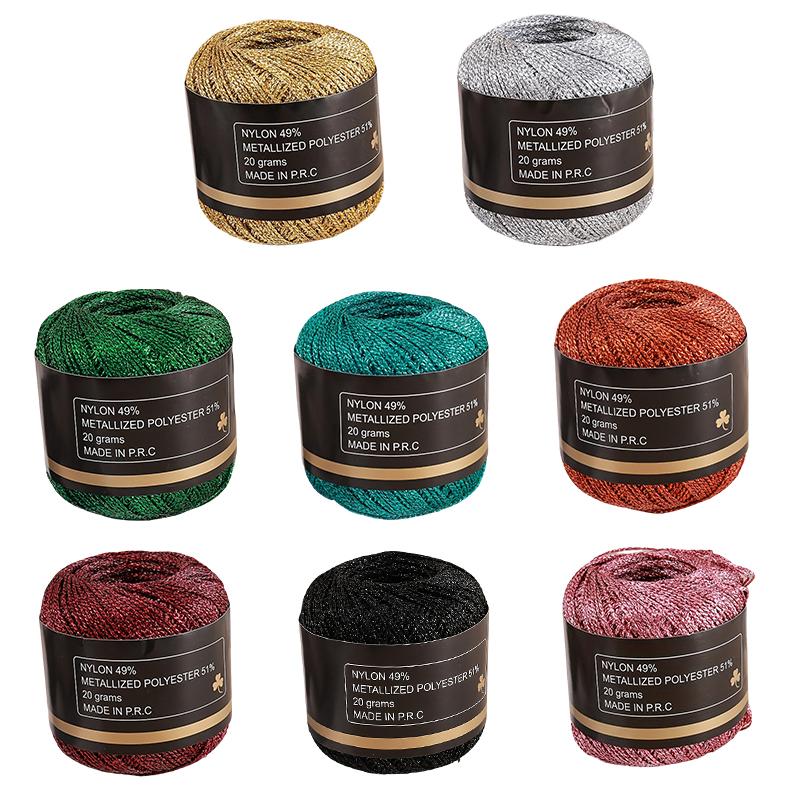 120м ПЭТ Универсальная Золотая Серебряная Гибкая Металлическая Нить Сверкающая Ручной Вязки Блестящая 2мм Прочная Блестящая Пряжа Ремесленного Качества