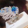 High End Jewelry Fairy Flying Butterfly Paraiba Color Ring Super Fairy Full Diamond Wing Color Treasure Opening Ring
