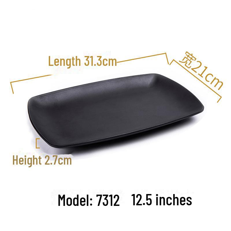 Melamine Black Imitation Porcelain Plate - Versatile Dish for Hot Pot, Barbecue, and Cold Dishes