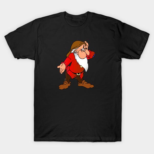 Men Black Print T-shirt Grumpy Dwarf No-Cut Heat Transfer Print Cotton Tshirt