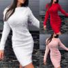 Winter Plush Warm Sweater Dress Women Long Sleeve Round Neck Dresses Party Bodycon Mini Dress