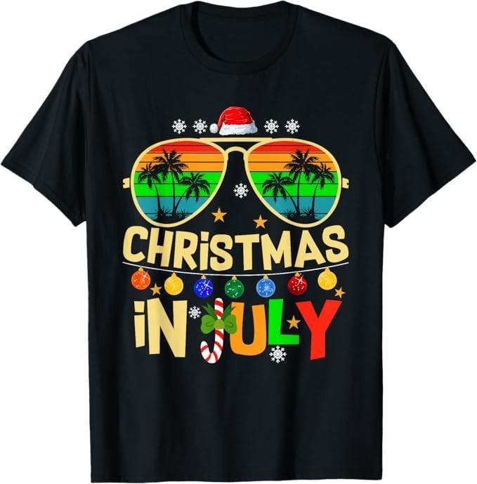 Santa Claus Sunglasses Beach Christmas in July Men Women Kid T-Shirt