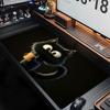 Fluffy Black Cat Hold Coffee Mouse Pad Large Computer Office Game Table Mat Rubber Anti-slip Stitched Keyboard Mat XXL Desk Pads