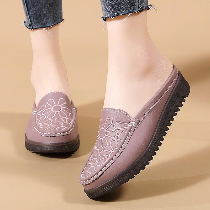 Модные женские повседневные туфли-лоферы Легкие балетки Вышитые полуботинки с поддержкой Удобные женские мягкие классические туфли для ходьбы