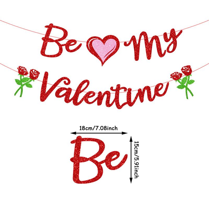 1set Valentine Day Banner Love Heart Paper Banners I Love You Anniversary Hanging Garland Party Supply