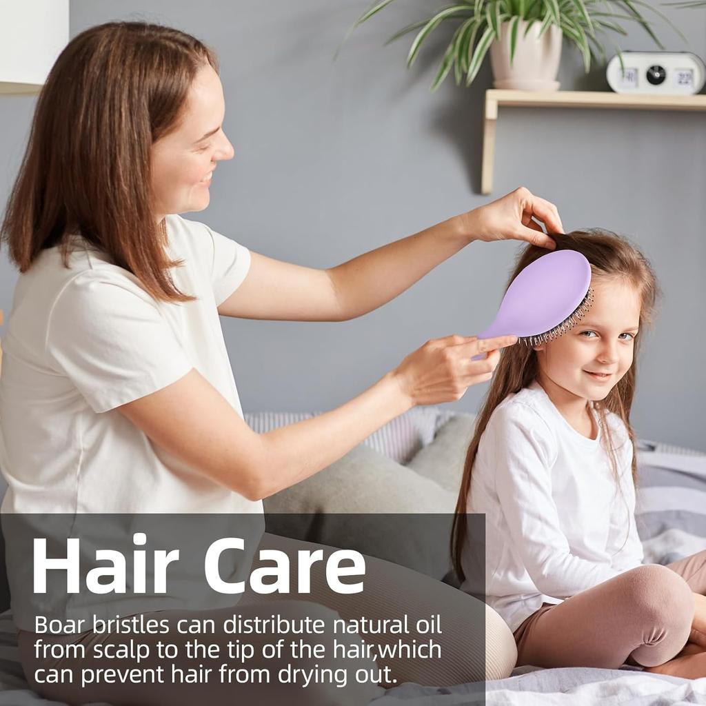 Щетка для волос со щетиной кабана для женщин и мужчин, Распутывающая щетка для волос для разглаживания, массажа, придания блеска, Распутывающая щетка с нейлоновой и натуральной щетиной для волос