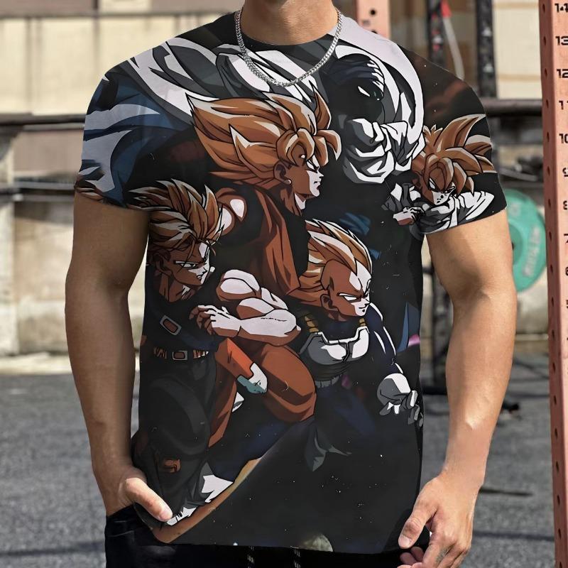 2026 Летняя Ретро Футболка Dragon Ball для Фитнеса Мужская Оверсайз 3D Печать Короткий Рукав Семейная Унисекс Детская Спортивная Футболка