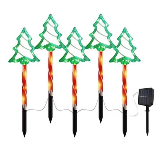 Solar Christmas Stake Lights Waterproof Outdoor Lawn Decor with Santa And Snowman Warm White LED String Lights for Yard And Pathway