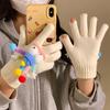 Корейские милые и забавные перчатки для женщин зимой, теплые перчатки с пятью пальцами для езды на электрическом велосипеде для студентов, плюшевые, устойчивые к холоду