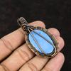 Кулон с голубым опалом Оуайхи, обернутый медной проволокой, кулон ручной работы, украшения из медной проволоки, подарок для женщин, ювелирные изделия из драгоценных камней высшего качества