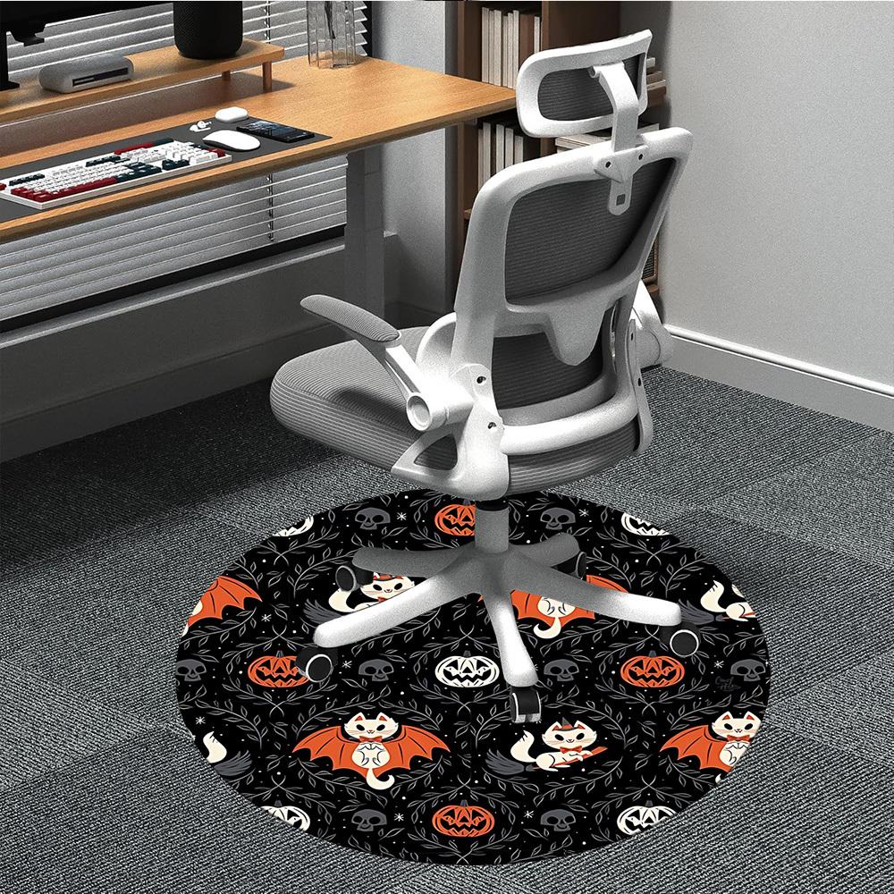 1pc Halloween Cats Office Round Area Rug, Under Office Chairs Bedroom Living Room Home Decor, Room Deco