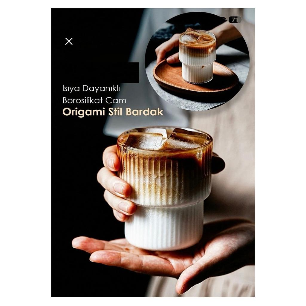 300 Ml Heat Resistant Origami Style Cup | Coffee And Presentation Glass | Borosilicate Glass 300ml