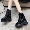 Женская обувь на распродаже 2024 Ботинки женские на шнуровке Осенние с круглым носком Однотонные на платформе Водонепроницаемые Лаконичная мода Корейский стиль Ботинки