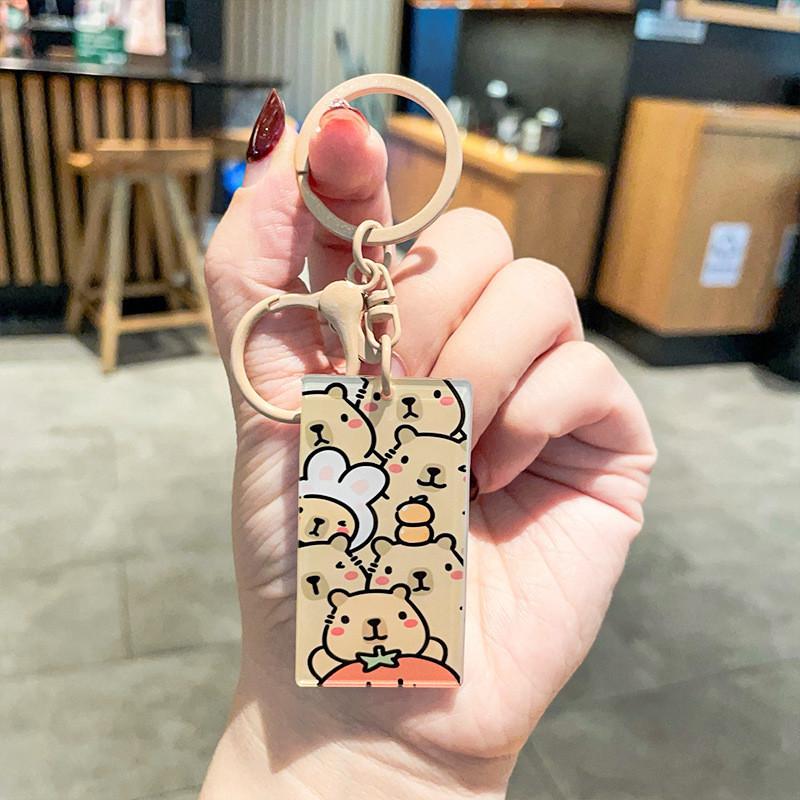 Cute Cartoon Acrylic Keychain Adorable Capybara Design For Backpacks And Bags