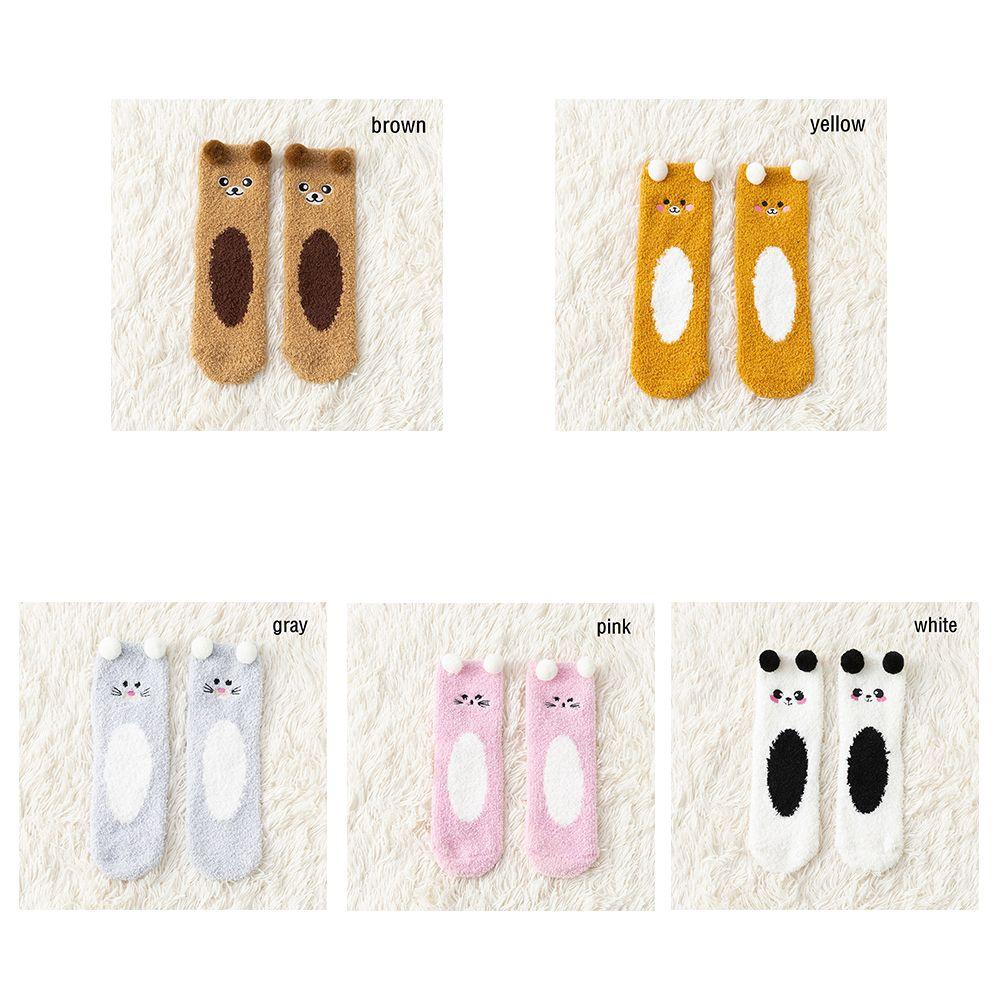 Christmas Gift Girls Plush Sleep Bed Sock Fluffy Soft Cute Bear Thickening Coral Velvet Socks