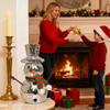 Disco Ball Reflective Christmas Snowman Statue with Knitting Scarf Hat Mirror Snowman Figurines for Dining Table Holiday
