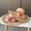 Summer French Raffia Hat Women's Summer Vacation Versatile Sun Hat Flower Big Brim Sun Protection Beach Hat