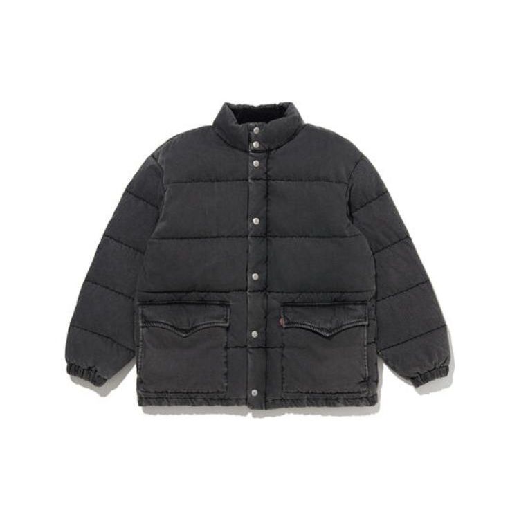 Куртка мужская Levis однотонная с воротником-стойкой на молнии, свободного кроя, с длинными рукавами, черная A5803-0001