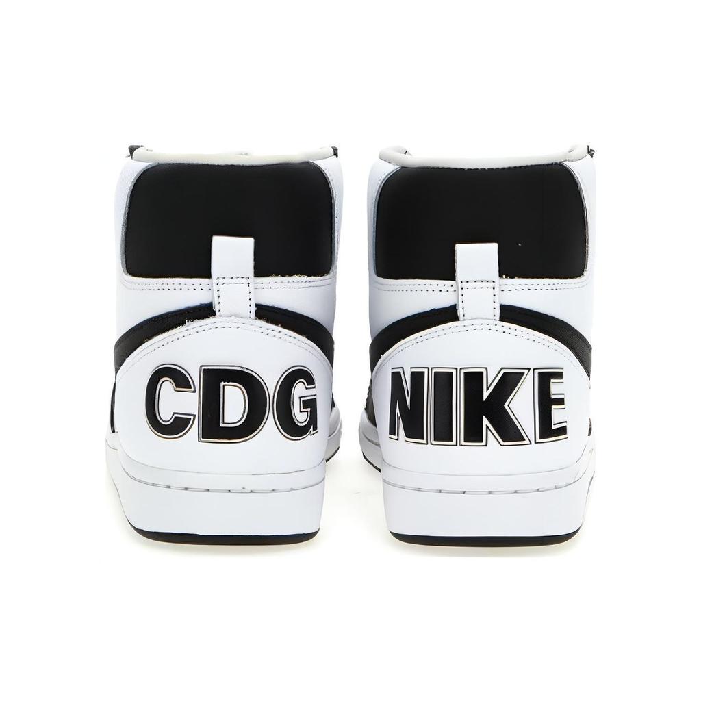 Nike CDG X Кожаные Высокие Кроссовки на Шнуровке с Круглым Носком Мужские кроссовки Черно-белые PKK1050011