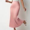 Fashion Summer New Slim Fit Satin Casual Long Skirts Women Elegant Solid High Waist Loose Skirt Woman Slim Fit Fishtail Skirt Female Clothing 26560