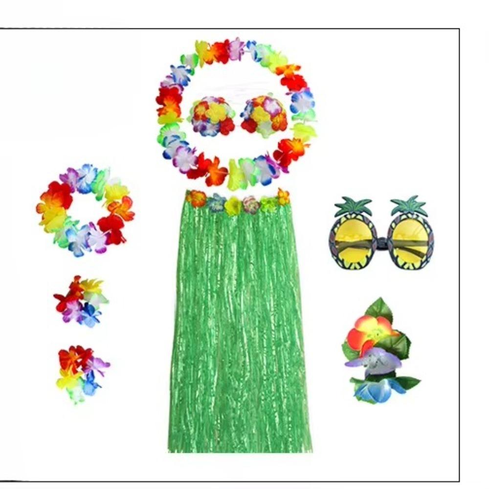 Гавайские принадлежности для вечеринки очки гирлянда ожерелье костюм повязка на голову гавайская хула юбка комплект маскарадный костюм