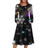 Women&#x27;s Christmas Printed Fashionable Loose Round-neck Dress