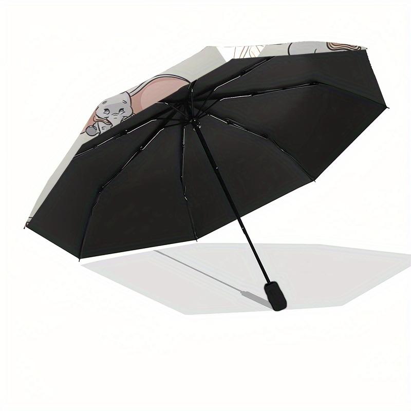 Dumbo,Elephant,Stars Fashion Umbrella, Automatic Opening and Closing Cartoon Design, Iron Ribs and Handle, 8 Ribs, Suitable for All Occasion