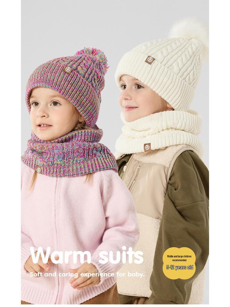 Детский зимний набор с помпоном: шапка, шарф и перчатки – на флисовой подкладке, теплый, вязаный комфорт
