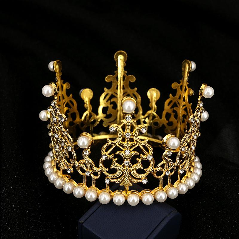 Тиара дети день рождения ребенок полный круг корона невеста ювелирные изделия свадьба изюминка жемчуг торт выпечка