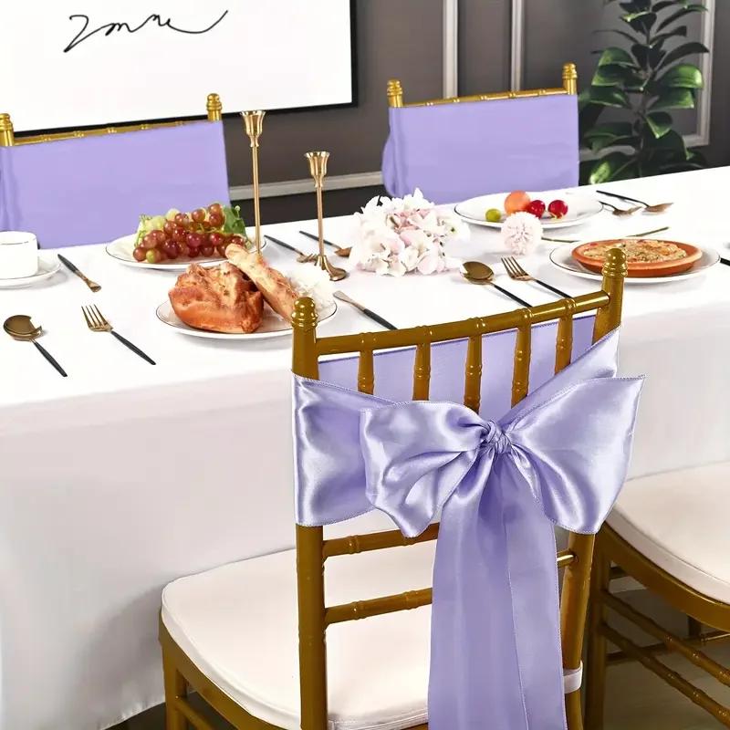 10pcs Satin Chair Belt with Bow Decoration, Universal Chair Cover Ribbon Tie Wedding Chair Back Decor/chair Sashes Wedding