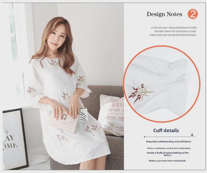 Летнее платье миди для беременных в корейском стиле - свободный крой для миниатюрных, закрывающий живот 2023