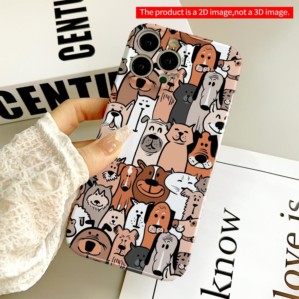 Cute Dog Faces Pattern Phone Case All inclusive film hard phone case, compatible with iPhone 18 Pro Max 17 16 15 14 13 12 11