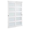 Sliding Closet Door, 1219mm (Double 635mm) x 2032 mm, 5-Lite Frosted Glass Bypass Sliding Doors with Hardware Kit, Solid Wood & MDF Slab with