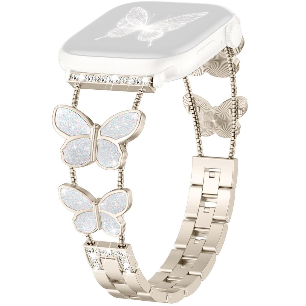 Zinc Alloy Bands For Apple Watch 10 Ultra 9 8 7 SE 6 5 4 3 2 1 46mm 49mm 45mm 44mm 42mm Double Butterfly Chain Strap