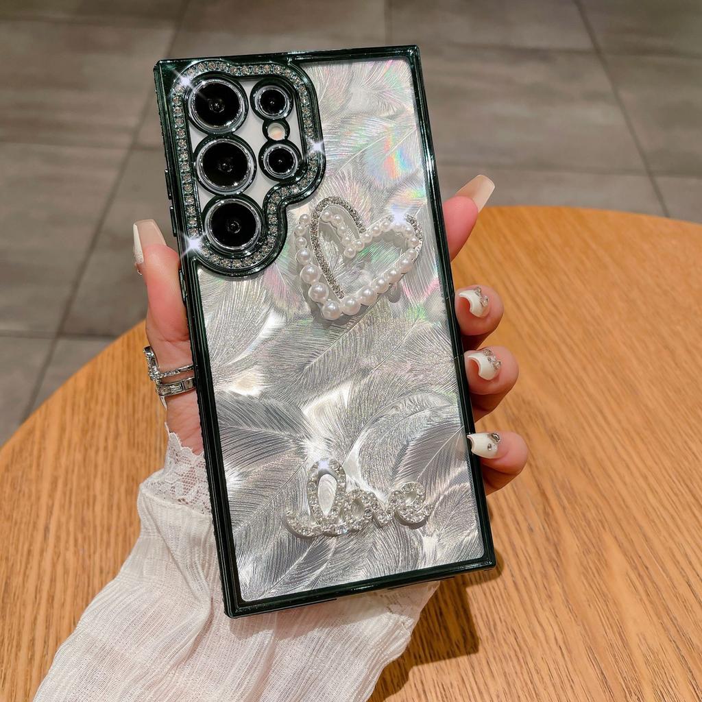 Подходит для чехла для мобильного телефона Samsung S24 Ultra, Роскошный страз S23, Лазерное перо A73, Инкрустация бриллиантами, Любовь A24, Мягкий чехол