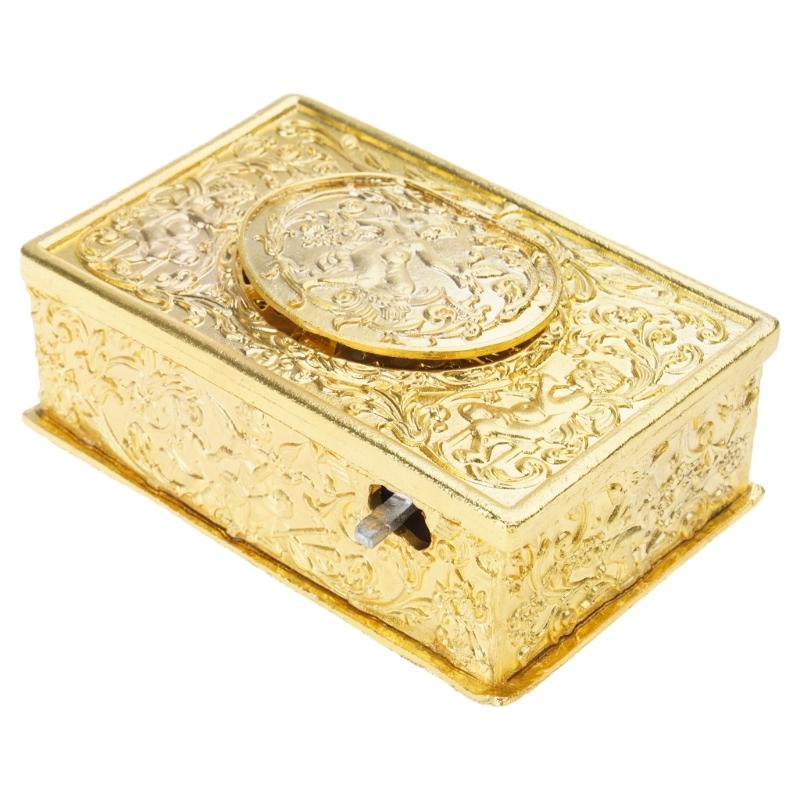 Antique Alloy Singing Bird Ornament With Angel Embossed Pattern Mechanical Musical Box For Desk Shelf Display Gift