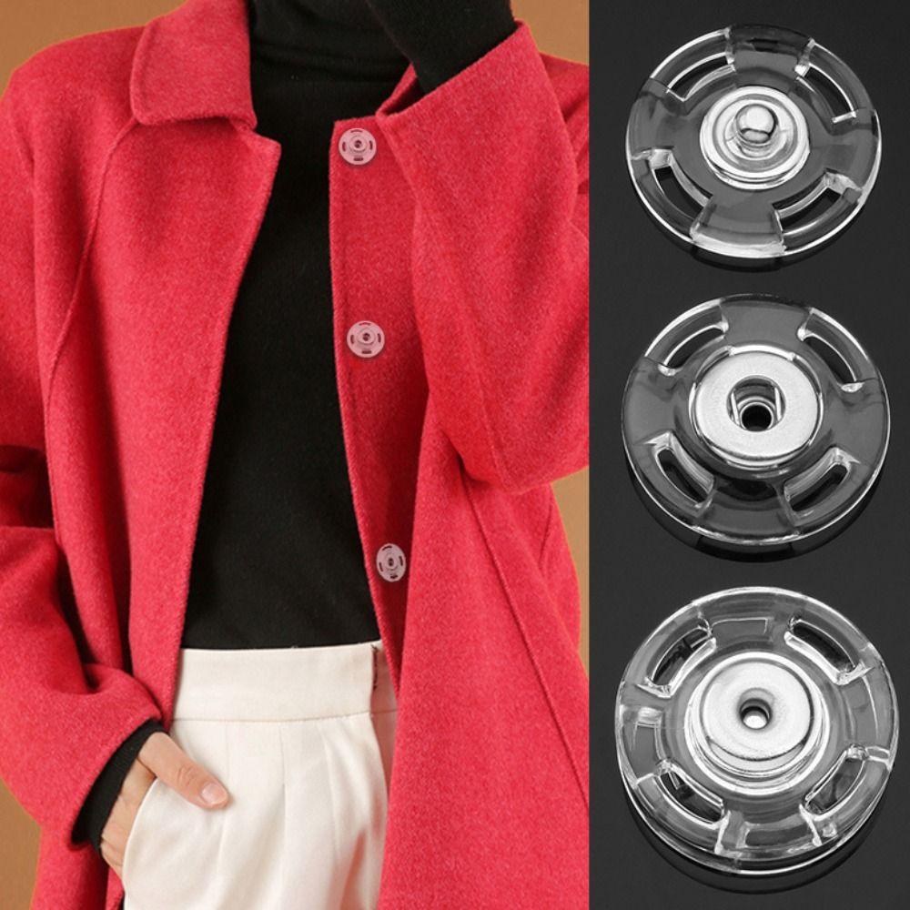 10 Pcs Fastener Transparent Snap Button Round Invisible Snap Button DIY   Sweater