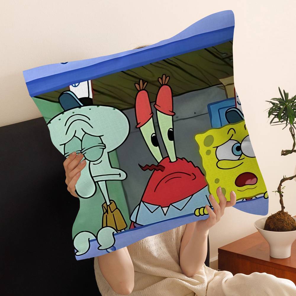 Cartoon S-Sponge-B-Bob Pillow Cushion Cover Pillowcase Living Room Sofa Home Decor