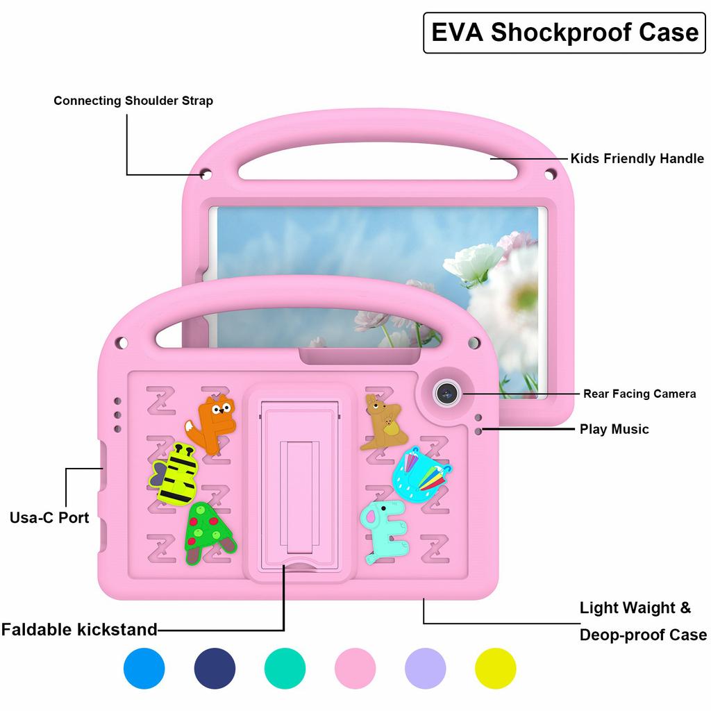 Чехол для Samsung Galaxy Tab A9, мультяшный дизайн, подставка, чехол для планшета из ЭВА+ПК с ремешком