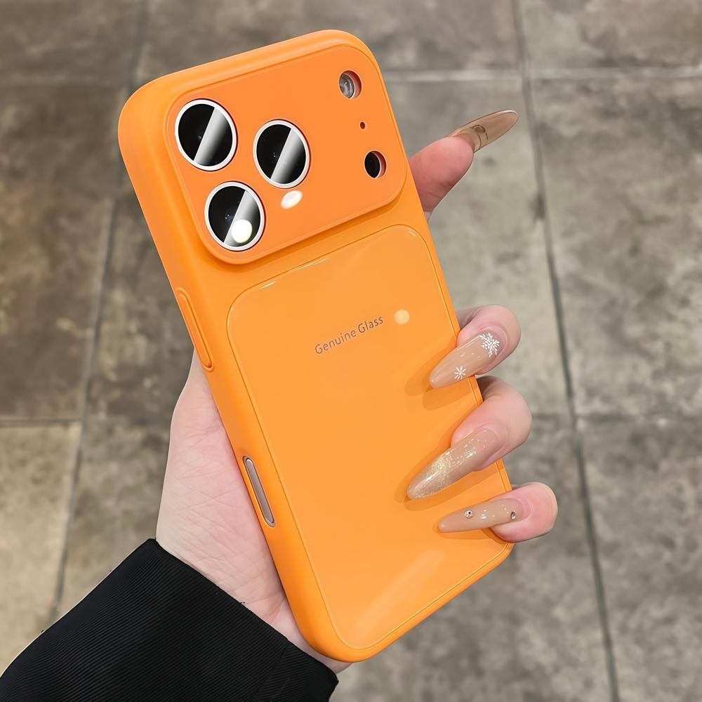 Оригинальный глянцевый ударопрочный чехол из стекла для iPhone 17 16 15 14 13 12 11 Pro Max Plus Макаронный конфетный цветной чехол для iPhone Air